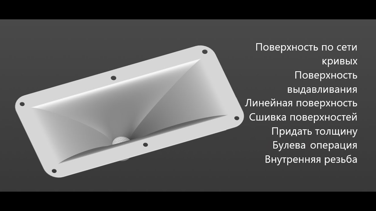 Как создать 3д модель Высокочастотного рупора поверхностями в Компас 3д Внутренняя резьба