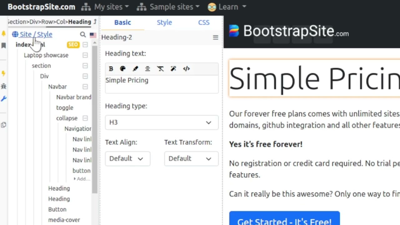How to change font in Bootstrap 5 builder