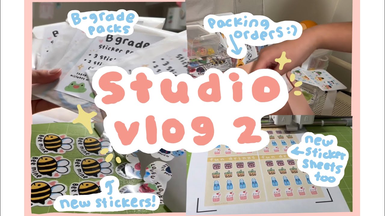 Studio vlog 2 as a kid entrepreneur!!￼ (packing orders, shop update, and making more stickers :))💌💌