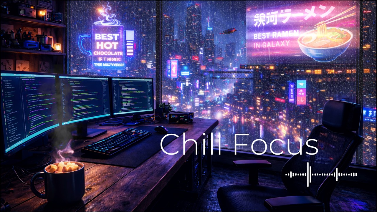 2 Hours of CHILL FOCUS 🌧️ Megacity Rain | 80 BPM Melodic Deep House - Coding, Study, Work, Focus