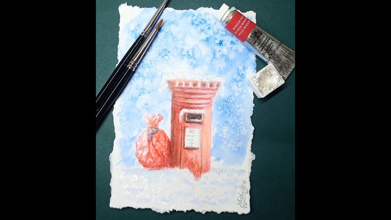How to paint a Christmas scene with watercolours | Painting snow using watercolour techniques.
