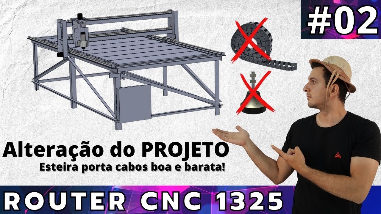 Router CNC 1325 - Alterações no projeto + sistema de esteira porta cabos #02