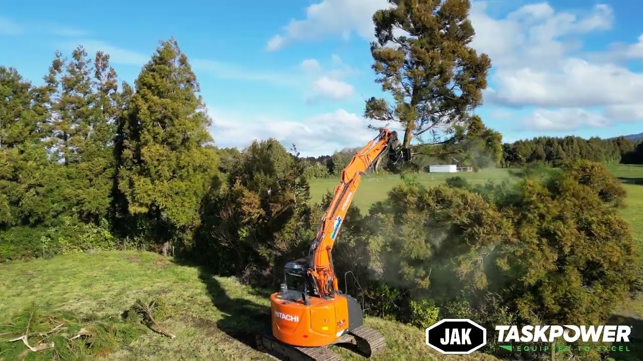 JAK 300B Tree Shear topping out hedge row in Taranaki, NZ