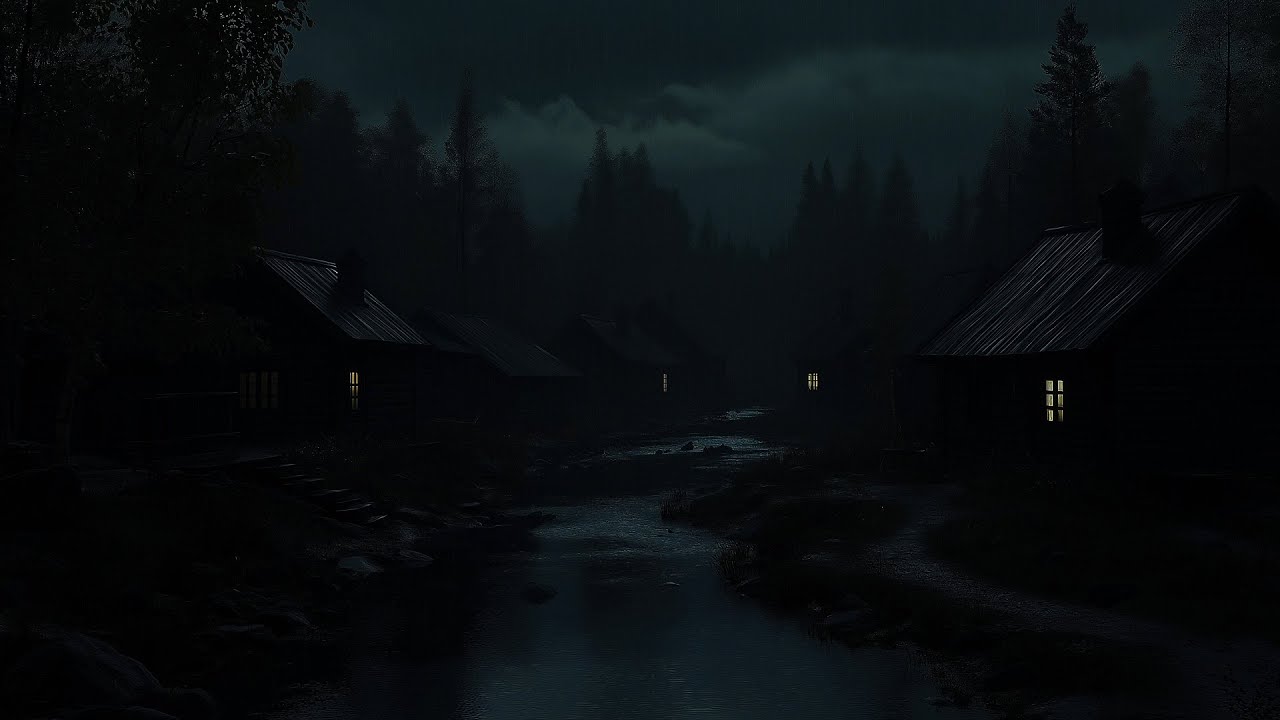 ⛈️ Dark Harp & Heavy Rain Sounds to Relieve Stress & Relax | 3 Hours of Isolation in a River Village
