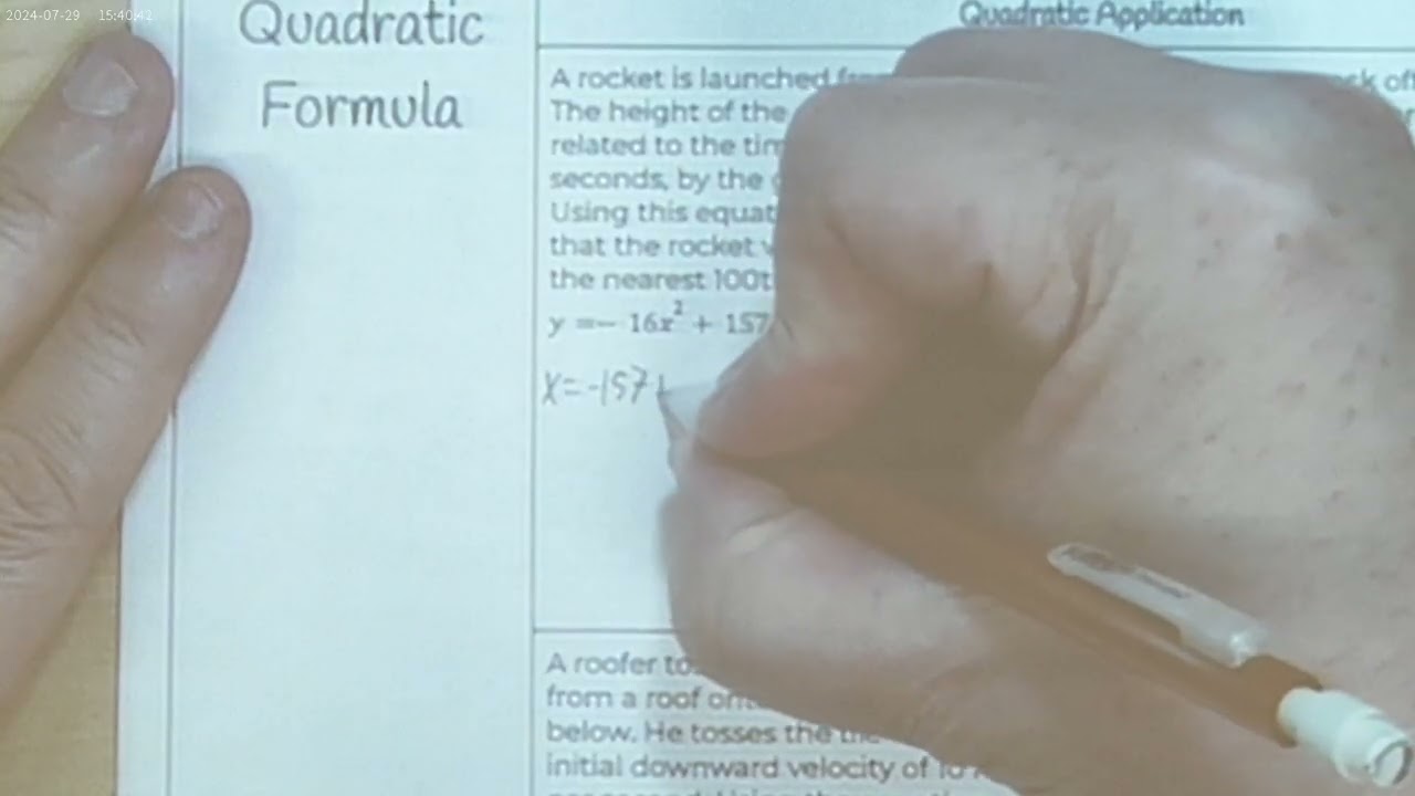 6.0f Quadratic Equation Applications