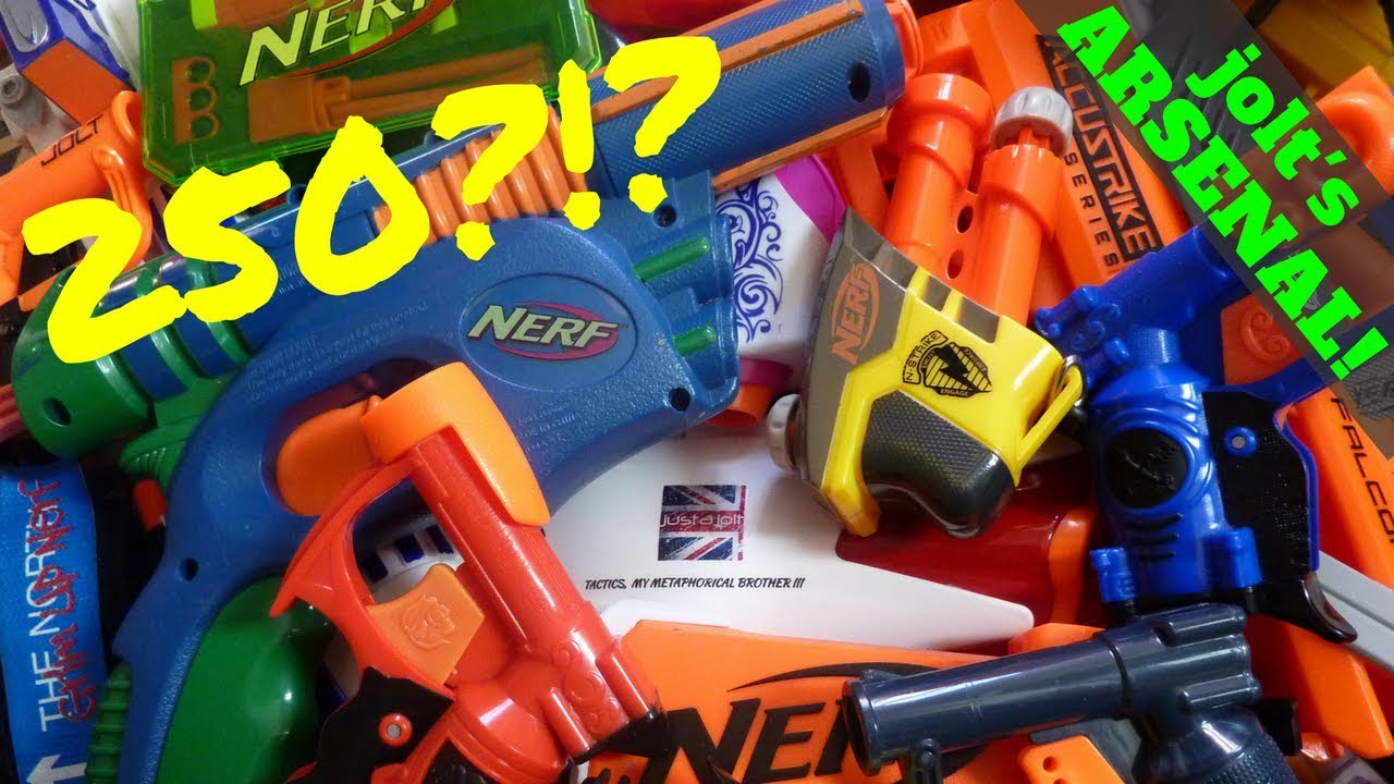 just a jolt Massive Nerf Arsenal 200 guns + World’s Smallest Nerf Gun To Vintage Nerf to MV11-10K