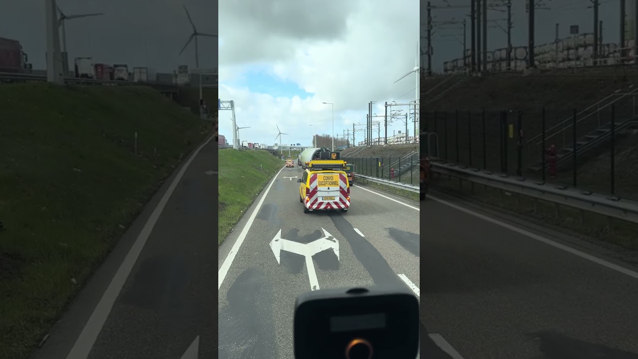 Convoy exceptioneel schat de bocht net te krap in 