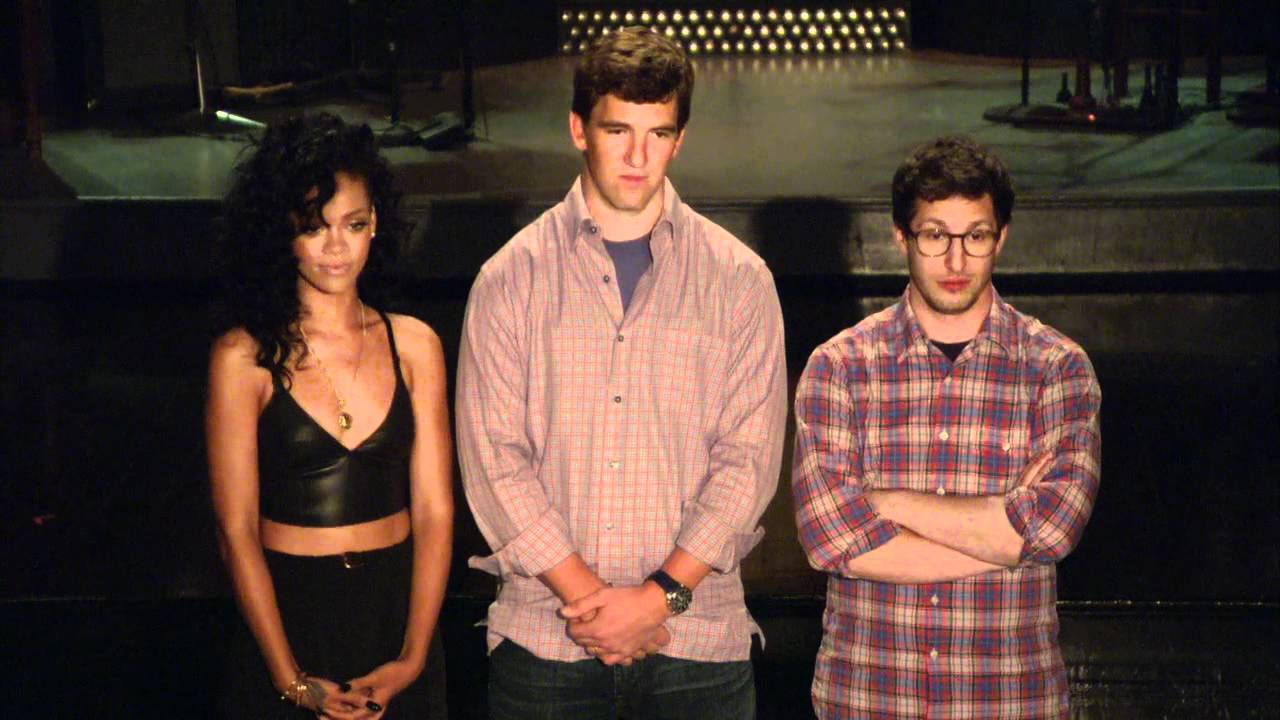 Saturday Night Live: Rihanna and Eli Manning Promo Behind The Scene - Andy Samberg | ScreenSlam