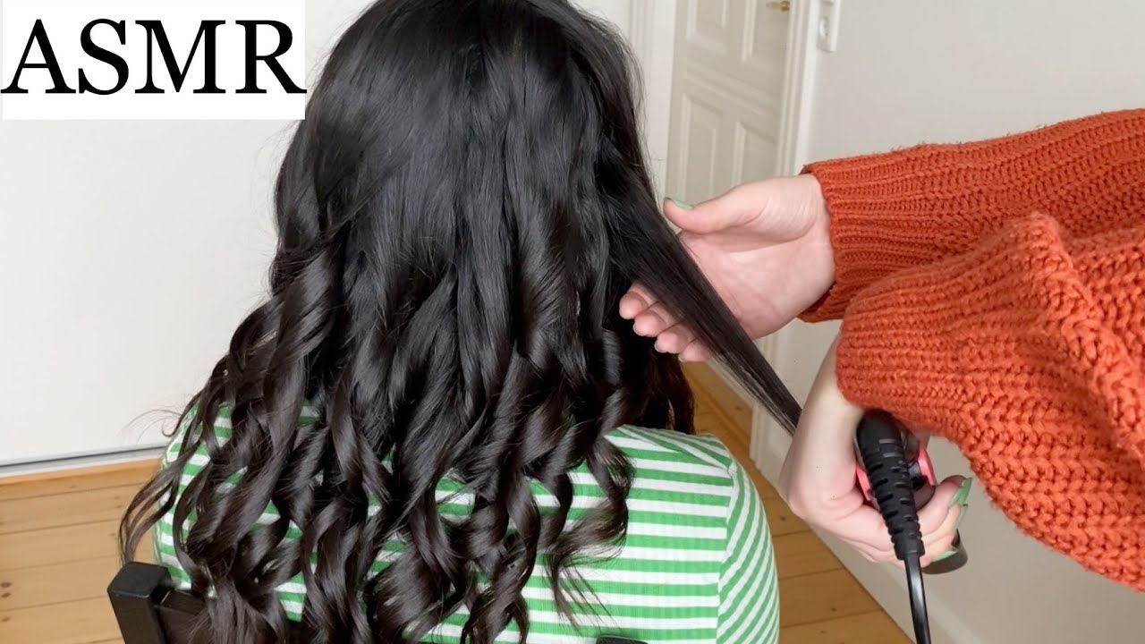 ASMR | Hair curling/styling w. brushing and spraying sounds 💖 (no talking)