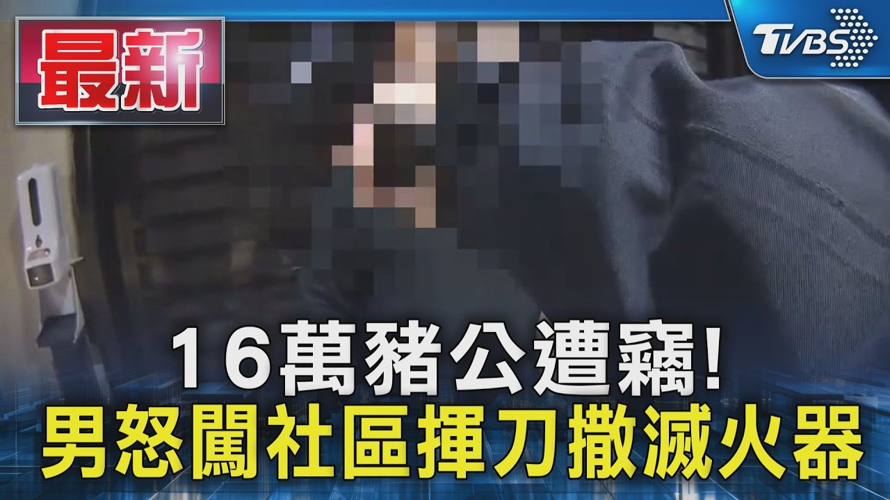 16萬豬公遭竊! 男怒闖社區揮刀撒滅火器｜TVBS新聞 @TVBSNEWS01