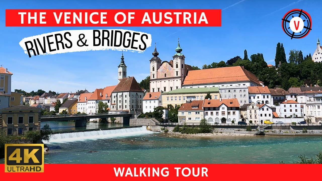 Steyr Stadt 🇦🇹 Rivers & Bridges with wonderful views of this historic city (4K 60fps)