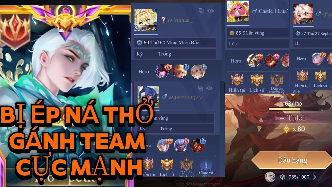 Tulen bị ép ná thở gánh team cực mạnh 5 nội tại 1 lôi điểu 1 mạng rank 8x