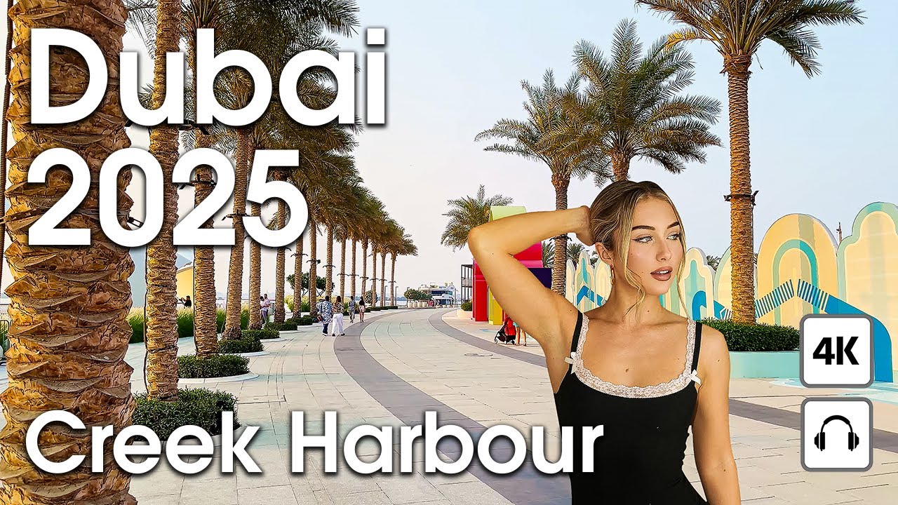 Dubai 🇦🇪 Amazing Creek Harbour, Palm West Beach [4K] Walking Tour Compilation