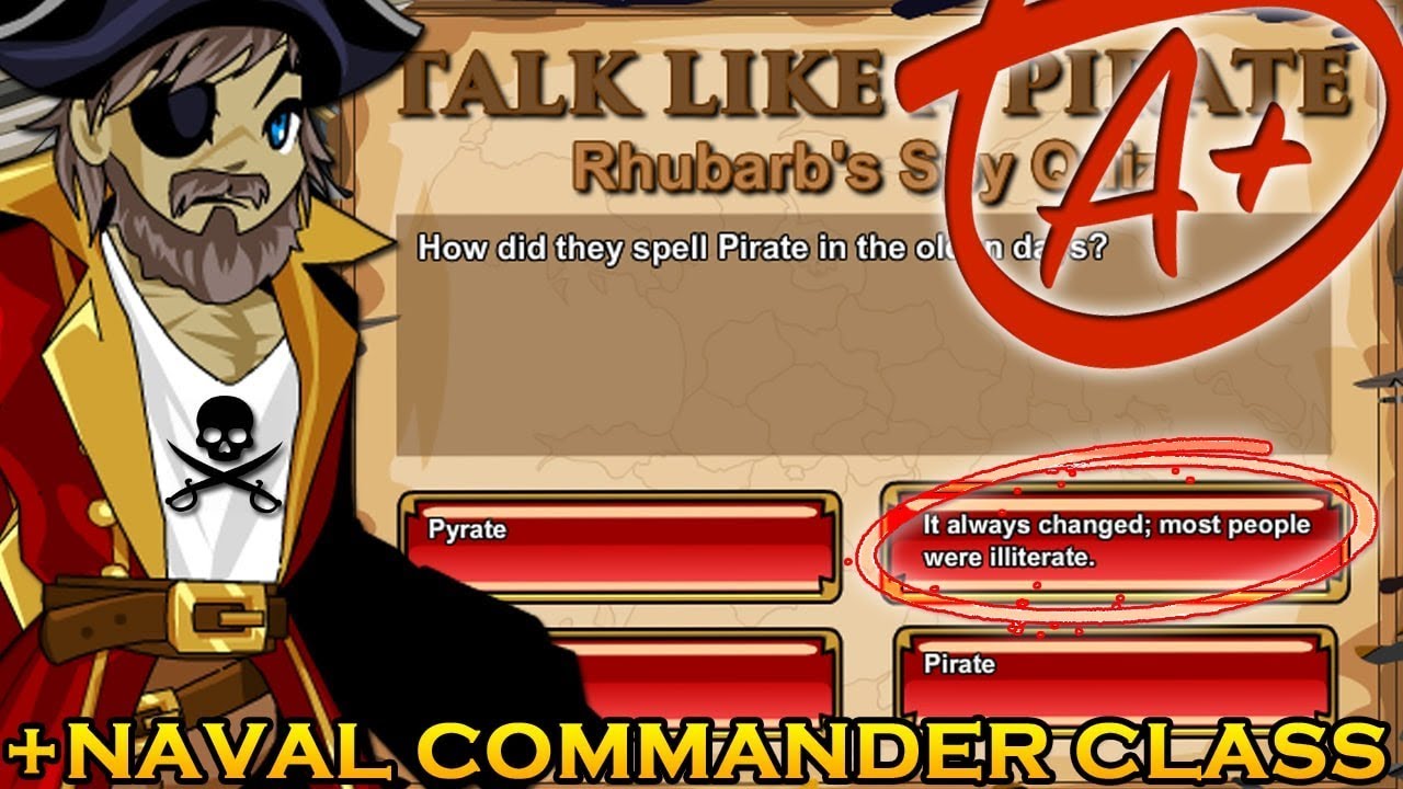 AQW - Talk Like A Pirate Day Quiz (ALL ANSWERS) & How To Get Naval Commander Class!