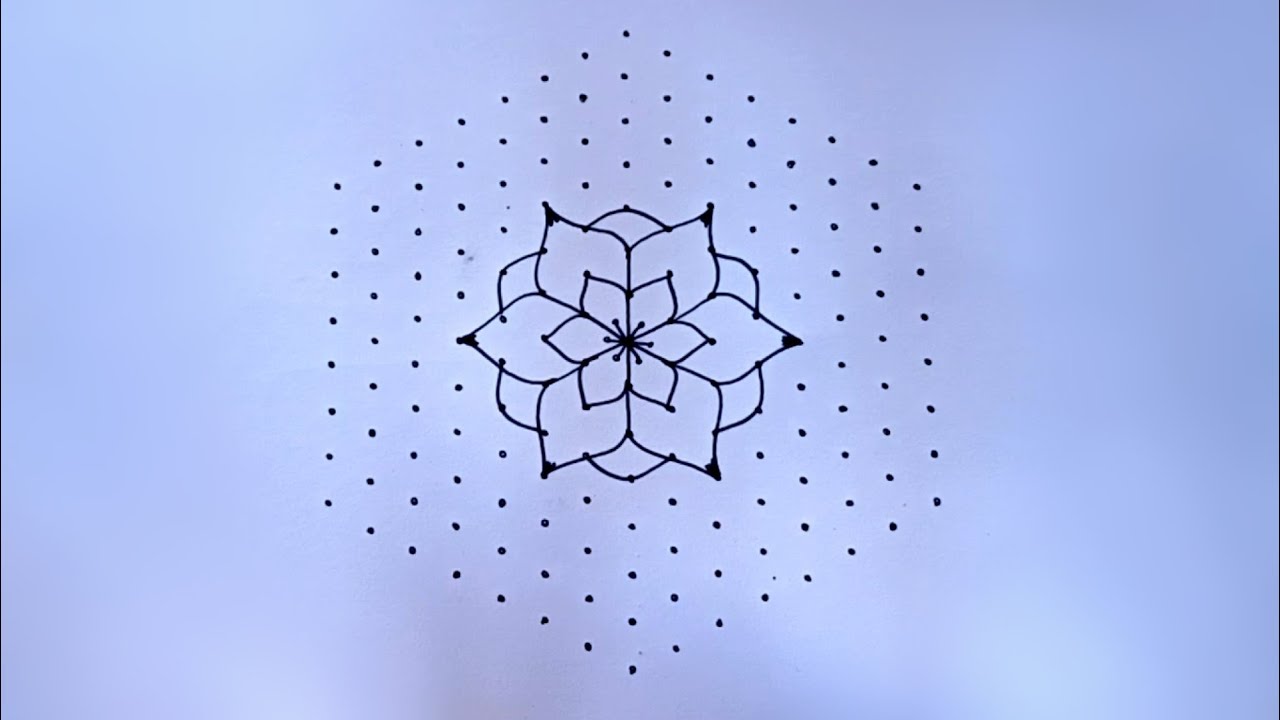 15*8 dots rangoli|flowers rangoli|big rangoli|festival rangoli|BY MY RANGOLI