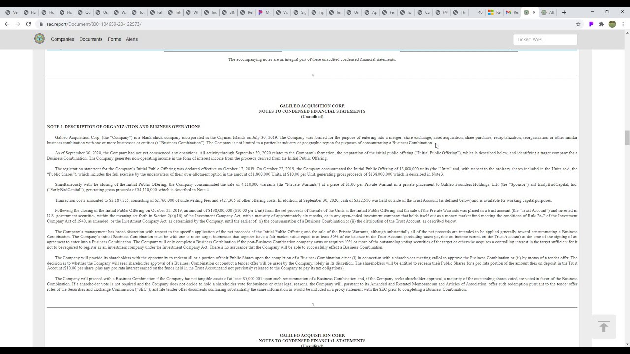 How to read a 10-Q report for Spac Warrants and possible target acquisitions