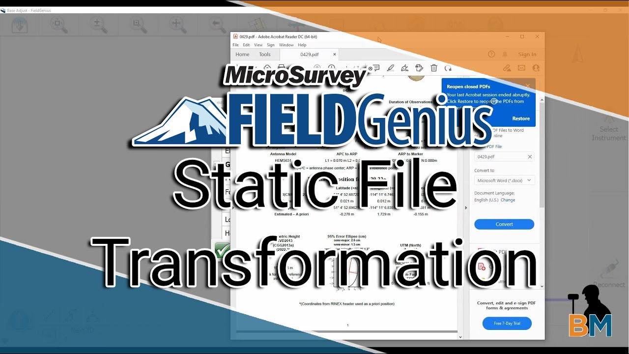 MicroSurvey FieldGenius How To: Static File Transformation | Bench Mark