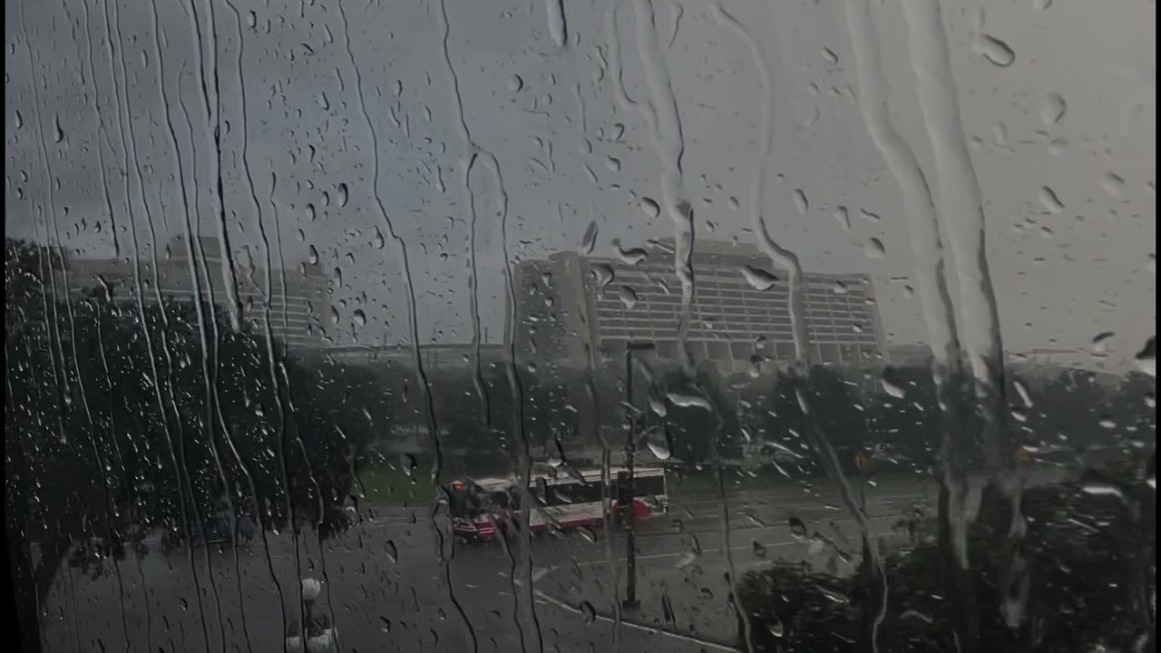 2 Hours of Rain from Monorail | Theme Park Entrance Ambience