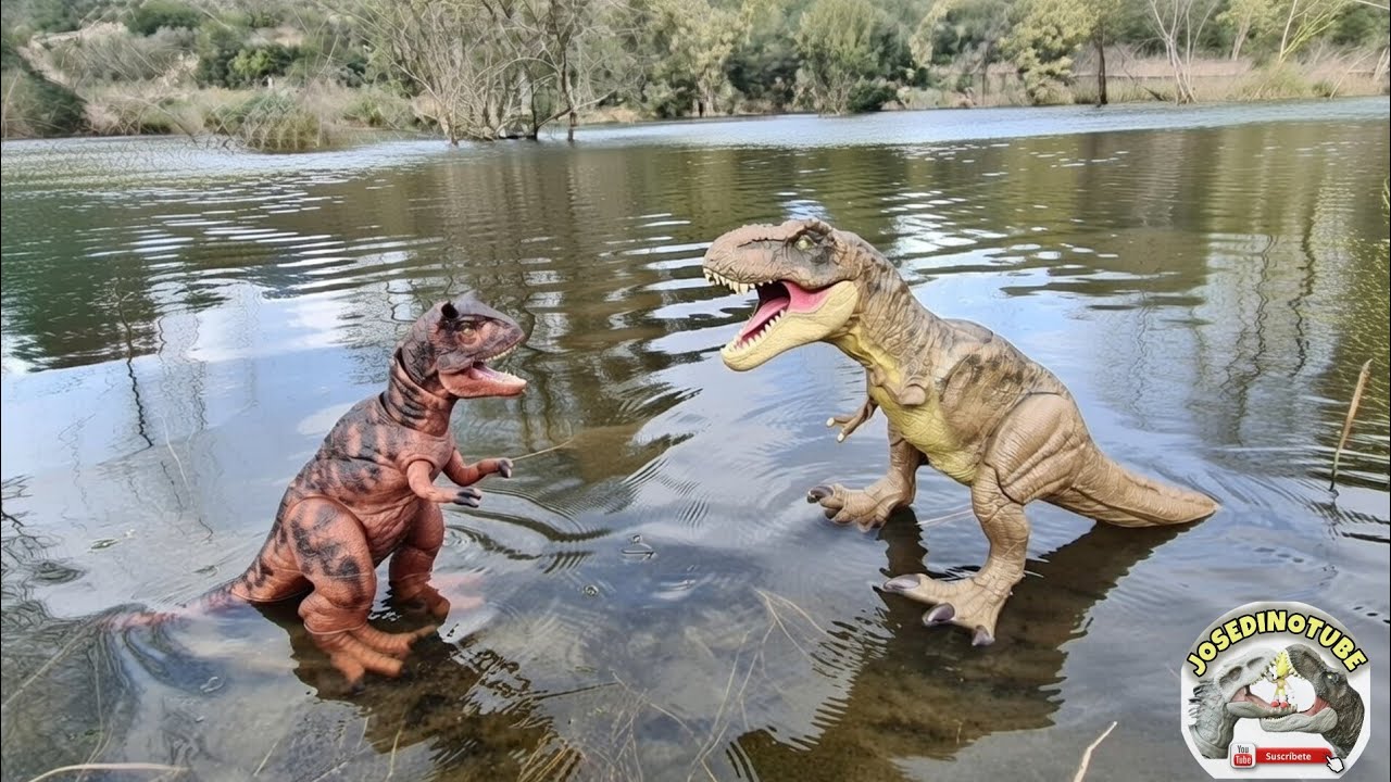 Tiranosaurio Rex VS Carnotaurus Toro combate en el lago 🦖