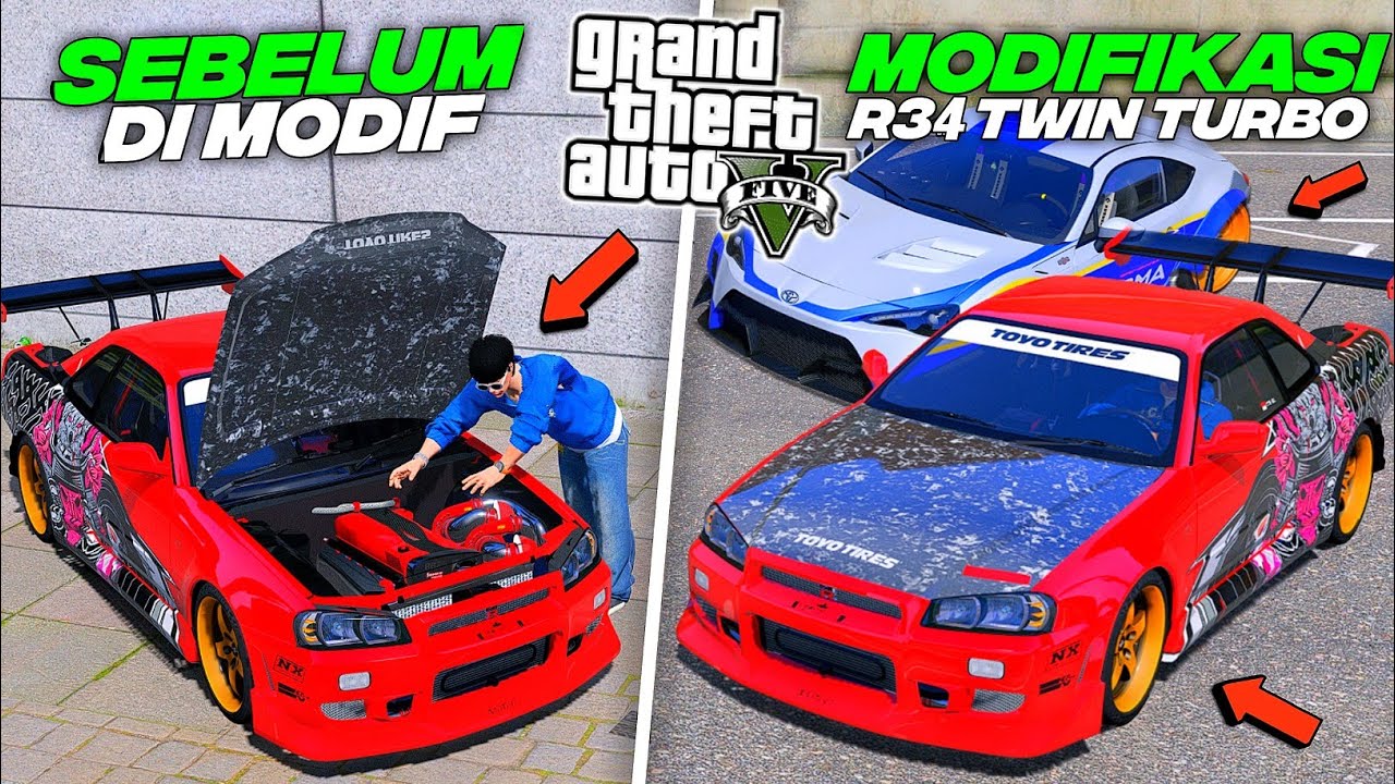 Aku MODIFKASI Mobil R34 Twin Turbo Langka Untuk Ikut Event Balapan CARMEET JDM Di Kota  - GTA 5 MOD