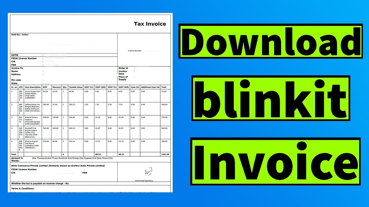 Как загрузить PDF-файл счета Blinkit