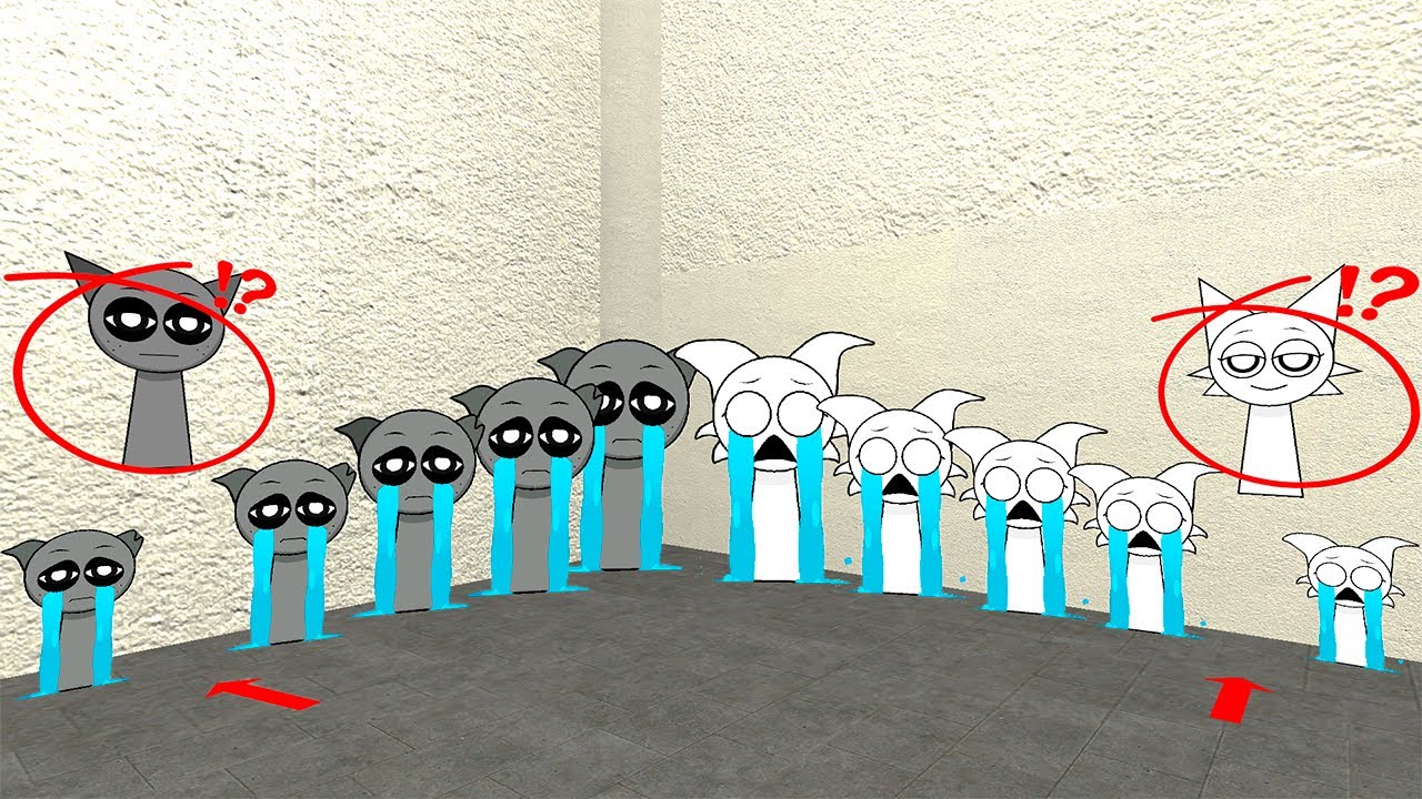 All sizes of Sprunki Gray and Wenda have lost their babies