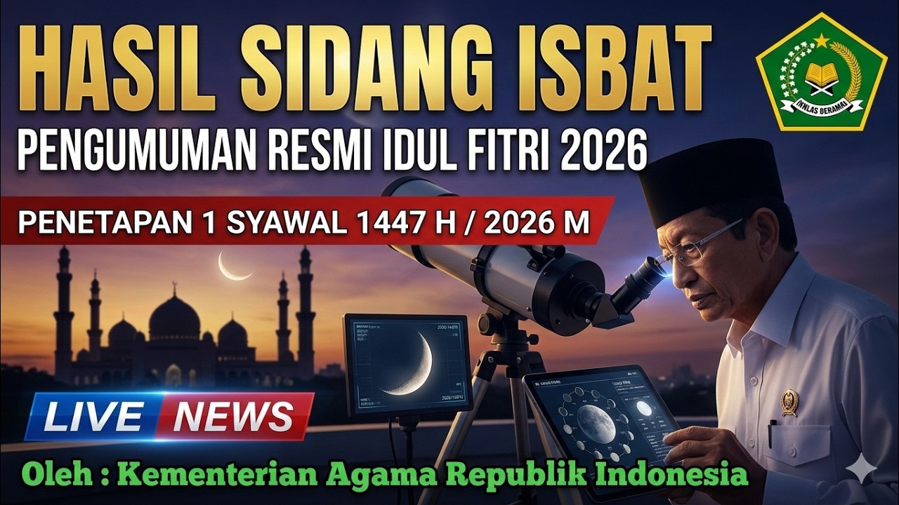 🔴 [LIVE] Sidang Isbat Penetapan 1 Syawal Idul Fitri 1447 H/2026 M, Kapan lebaran idul Fitri 2026 ?