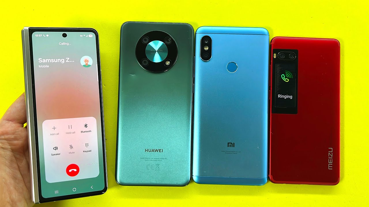 Samsung Z Fold 3 Outgoing Call | Incoming Call Huawei Y90 + Meizu Pro 7 + Xiaomi Redmi N5 