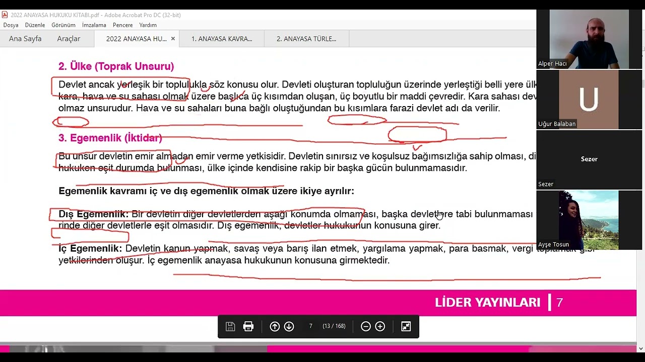 ANAYASA HUKUKU-2  DEVLETİN UNSURLARI VE DEVLET ŞEKİLLERİ 