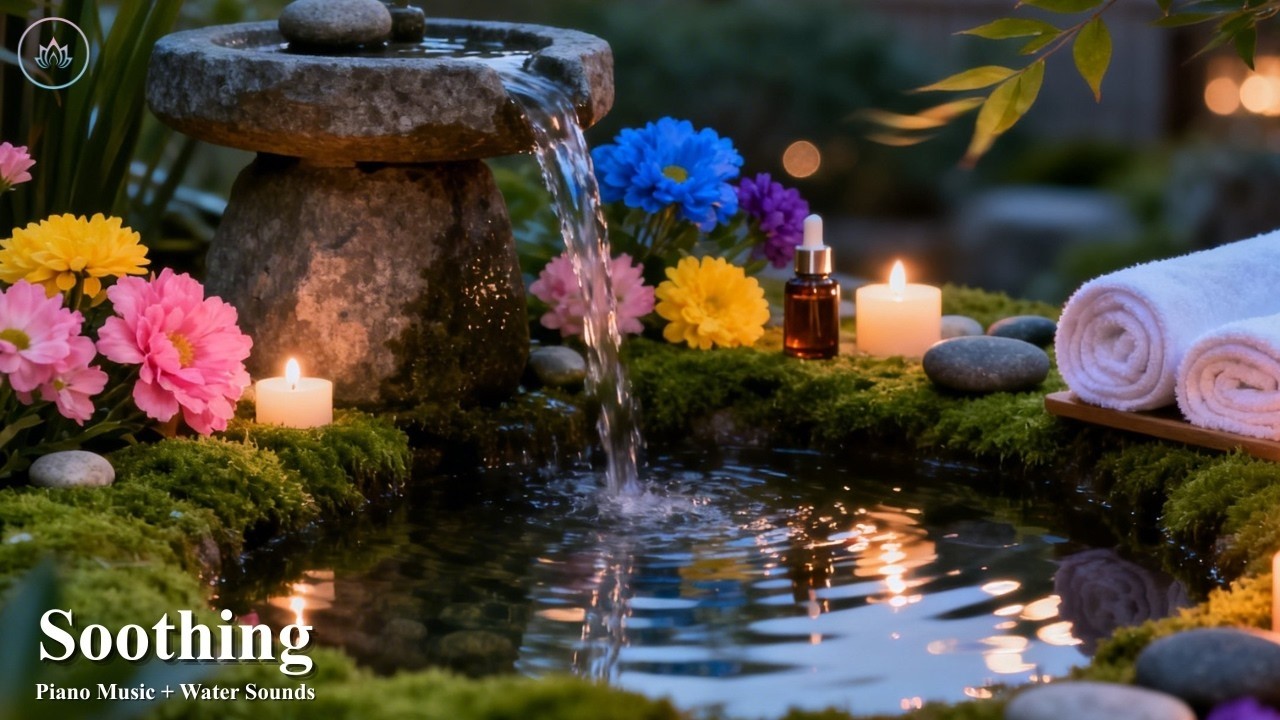 Healing Spa Piano with Water Flow 🌿 Deep Sleep to Release Stress, Worry & Emotional
