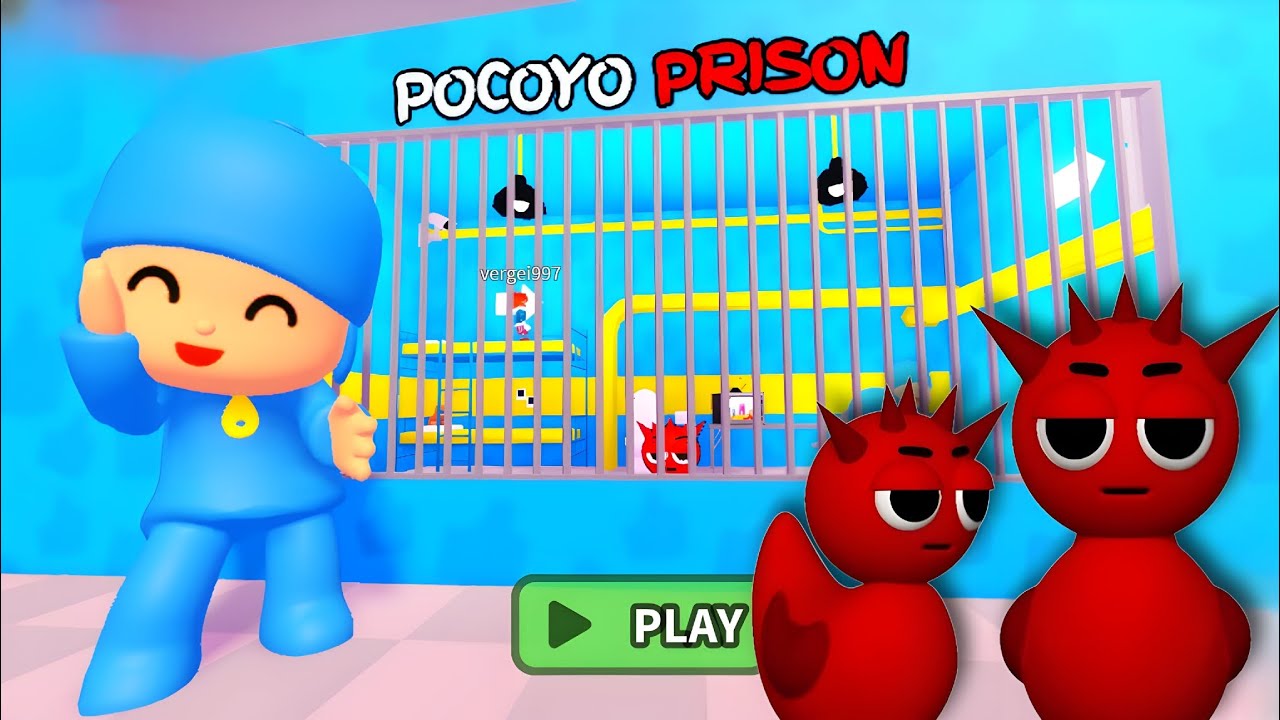 RED SPRUNKI'S VS POCOYO'S PRISON RUN OBBY ROBLOX GAMING VIDEO 