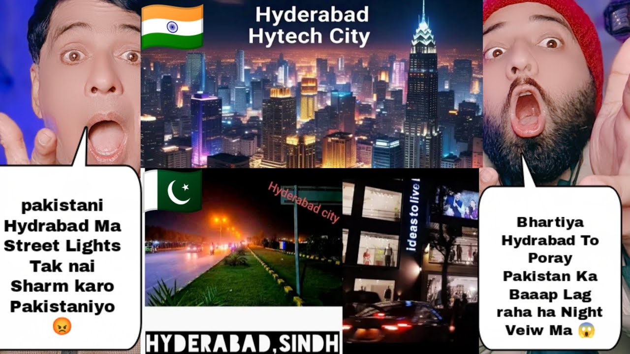 Indian Hydrabad Night View Vs Pakistani Hydrabad Night View | Pakistani Reactions