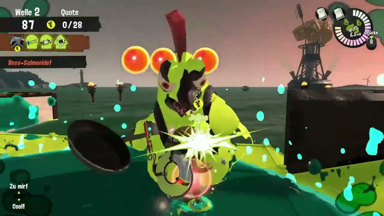 Splatoon 3, Salmon Run, Challenge, Sastrugi, 88 Golden Scales so far.