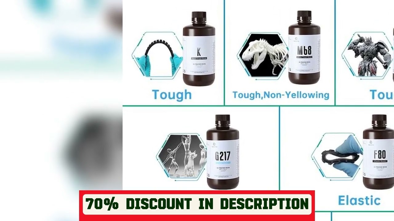 A must-have product! Resione 1KG ABS Like Tough 3d Printer UV Resin Photopolymer Resin  For Elegoo