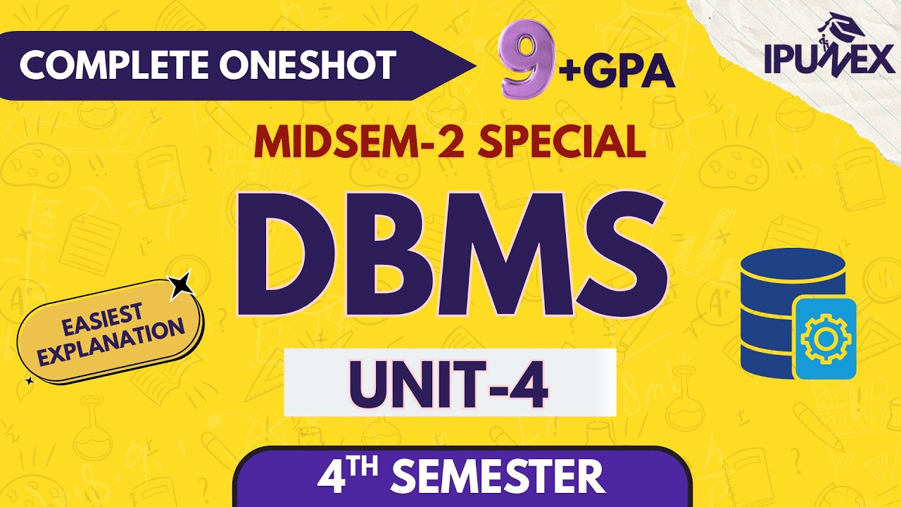 DBMS - UNIT 4 | Detailed Oneshot | 2nd Year | IPUNEX | GGSIPU
