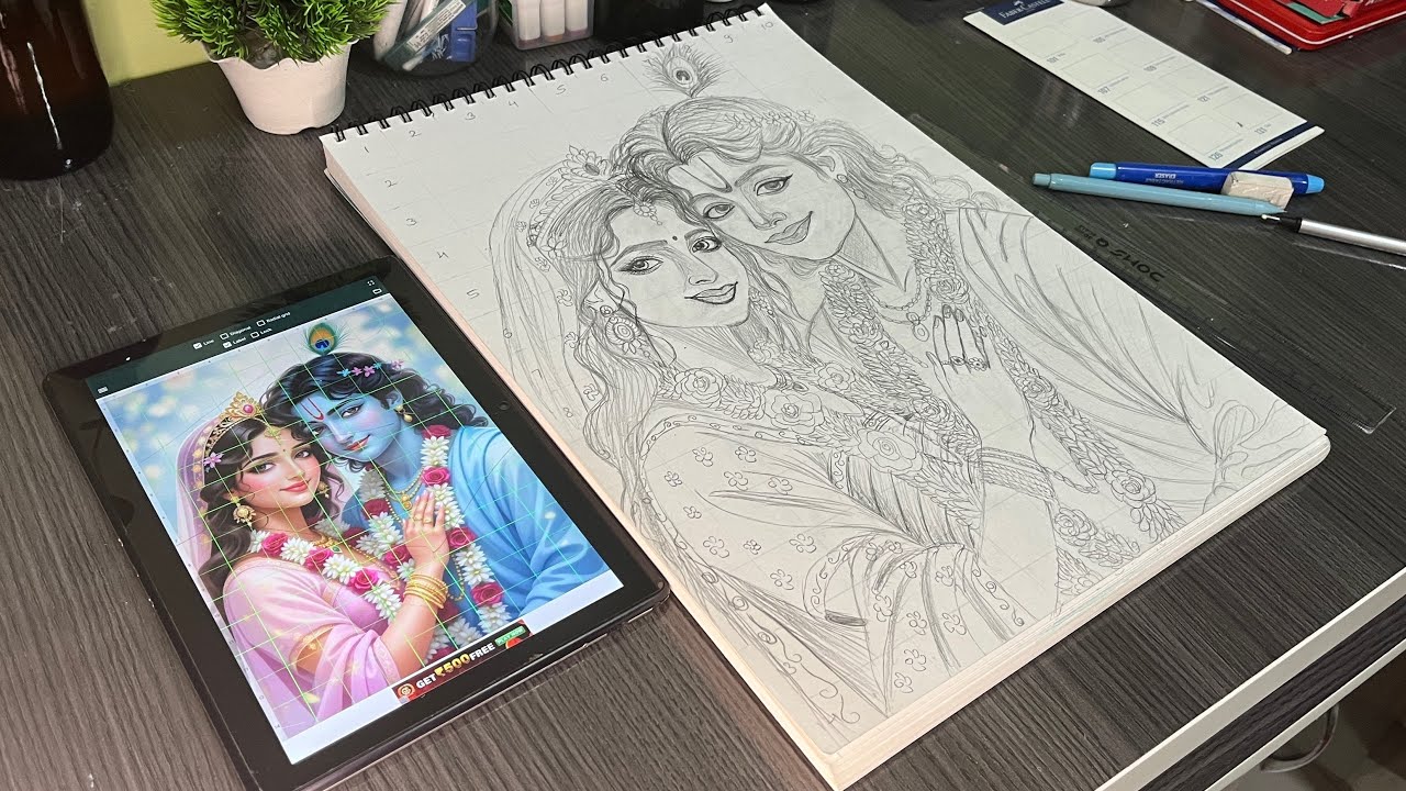 How to draw Radha Krishna step by step 🥰#viralvideo #lordkrishna #radhakrishna #youtubeshortsvideo 