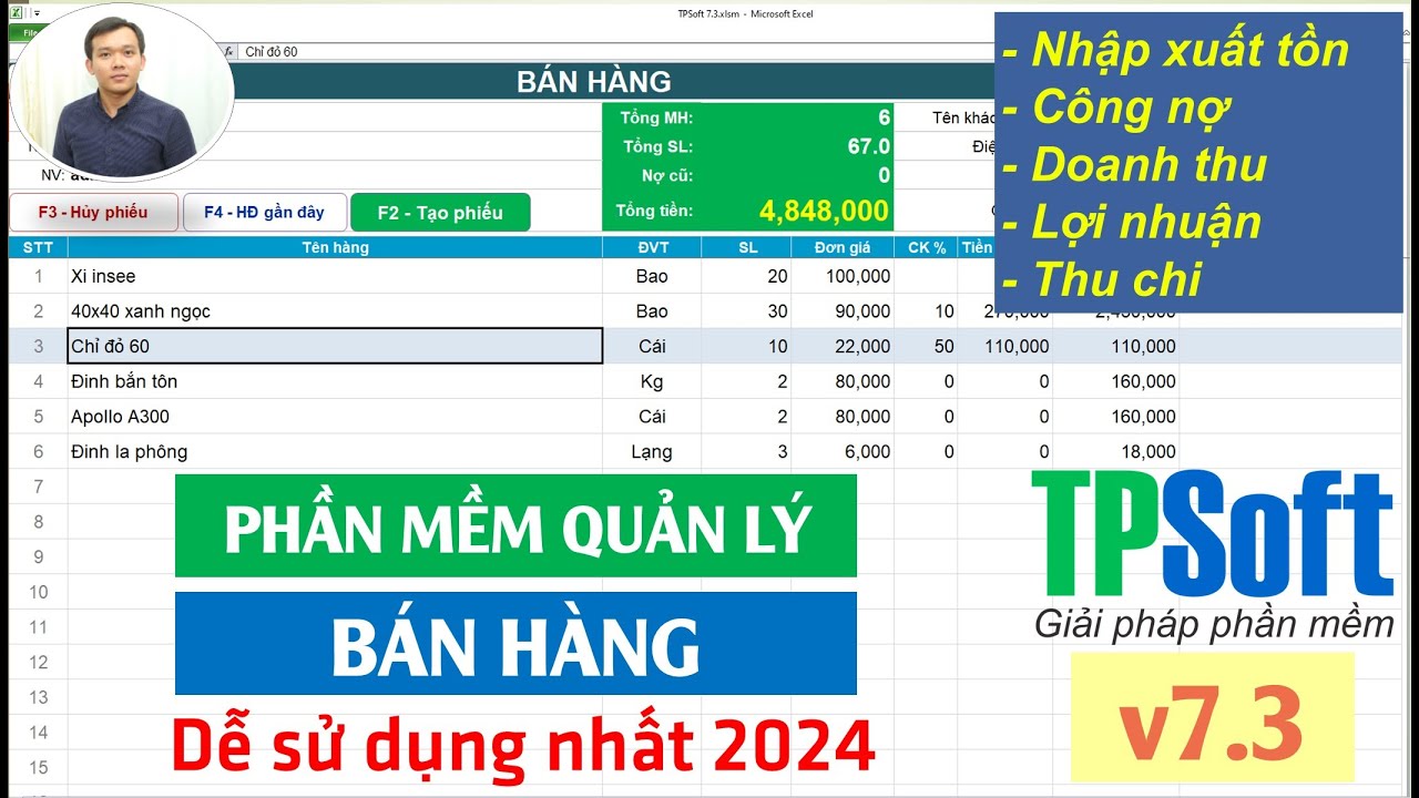 PHẦN MỀM B&Aacute;N H&Agrave;NG TPSOFT 7.3 - Quản l&yacute; kho, c&ocirc;ng nợ dễ sử dụng nhất 2025