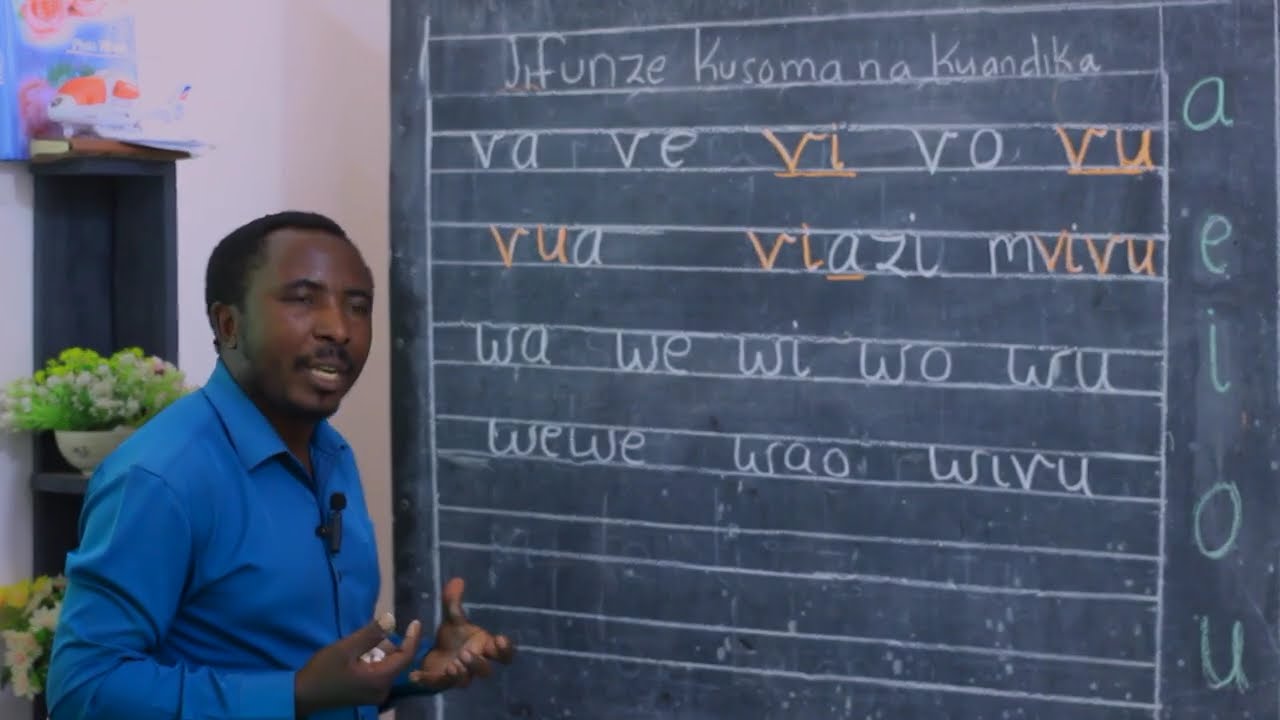 sehemu ya 6: Kusoma na kuandika silabi va ve  vi vo vu,wa we wi wo wu,,ya ye yi yo yu,za ze zi zo zu