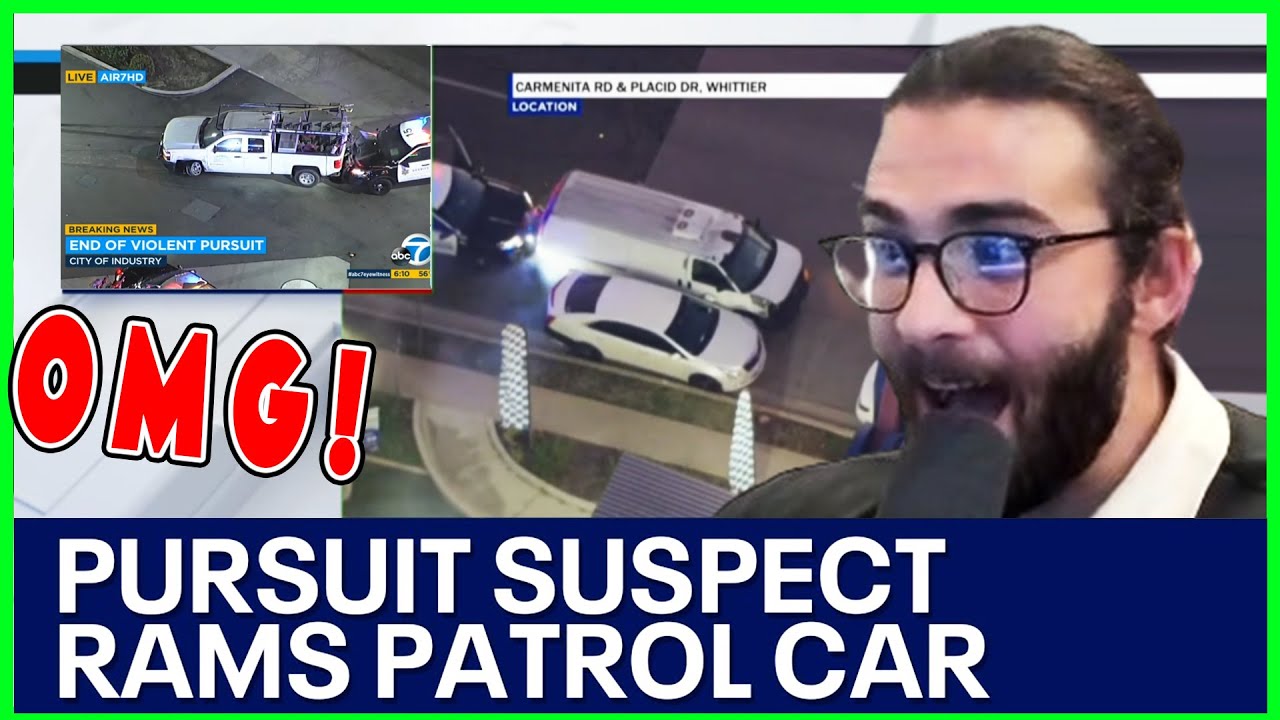 HasanAbi reacts to Police Chase: Suspect not giving up after TENSE PURSUIT  in OC