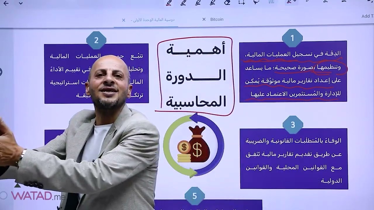شرح الدرس الاول - مفهوم ومراحل الدورة المحاسبية - مادة الثقافة المالية جيل 2008 أ.عبدالكريم ابوالحاج