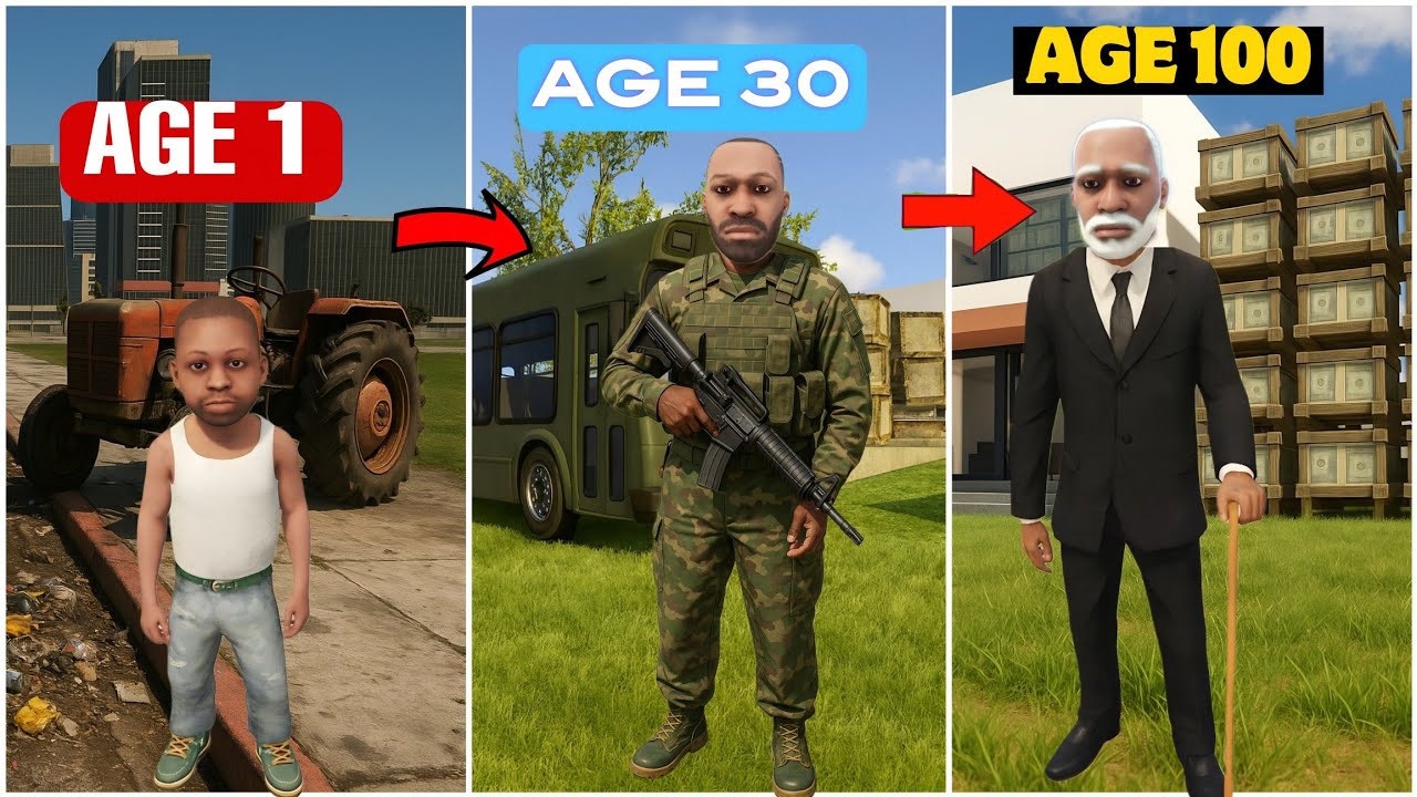 FRANKLIN'S LIFE JOURNEY AGE 1 TO AGE 100 IN INDIAN BIKE DRIVING GAME ~ GTA V 