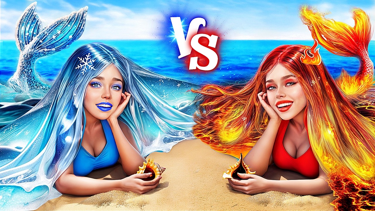 تحدي Hot vs Cold Mermaids! كيف تصبح مشهوراً في جزيرة مهجورة!