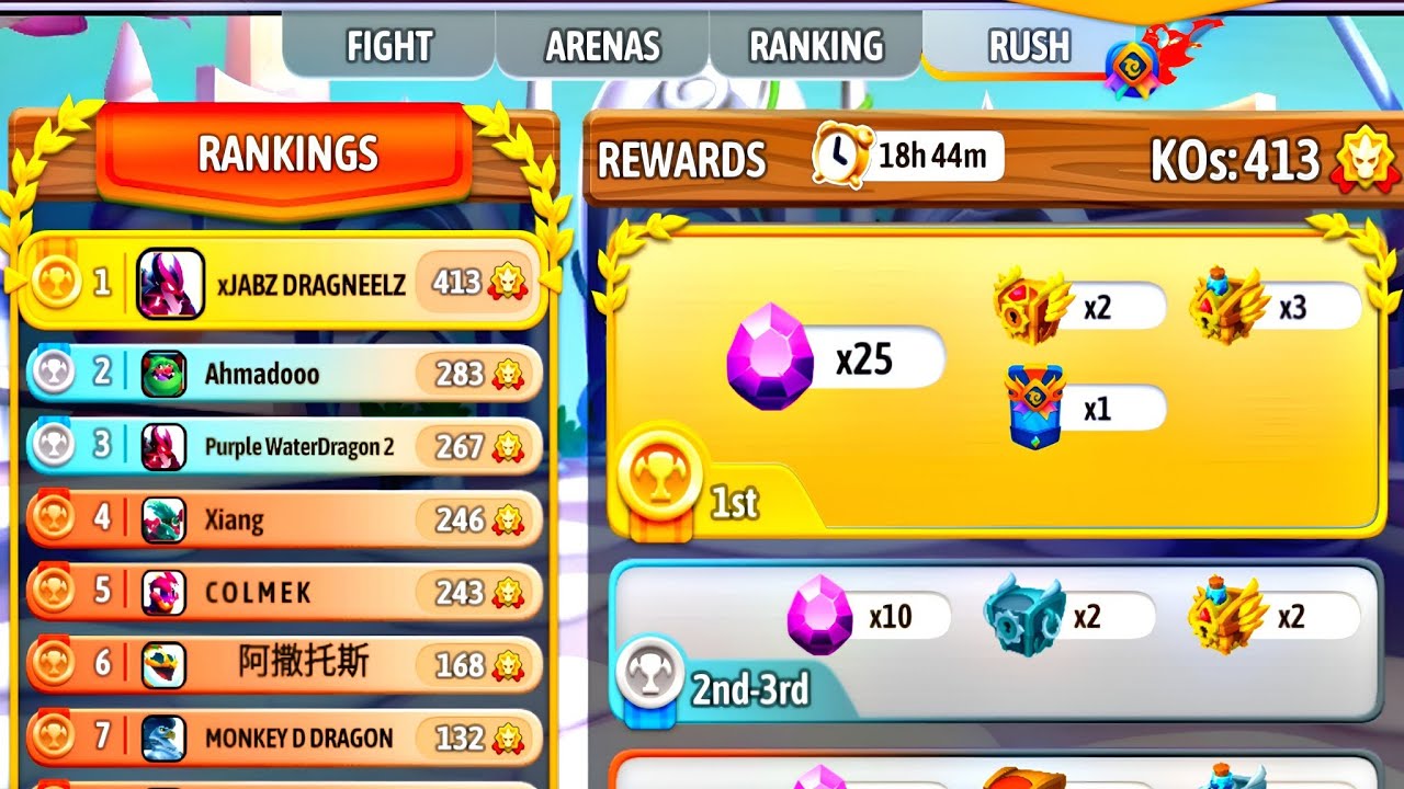 PART 61: ADU MEKANIK DI ARENA BATTLE • PUSH RUSH ARENA DEMI KARTU PELANGI🌈 DRAGON CITY INDONESIA