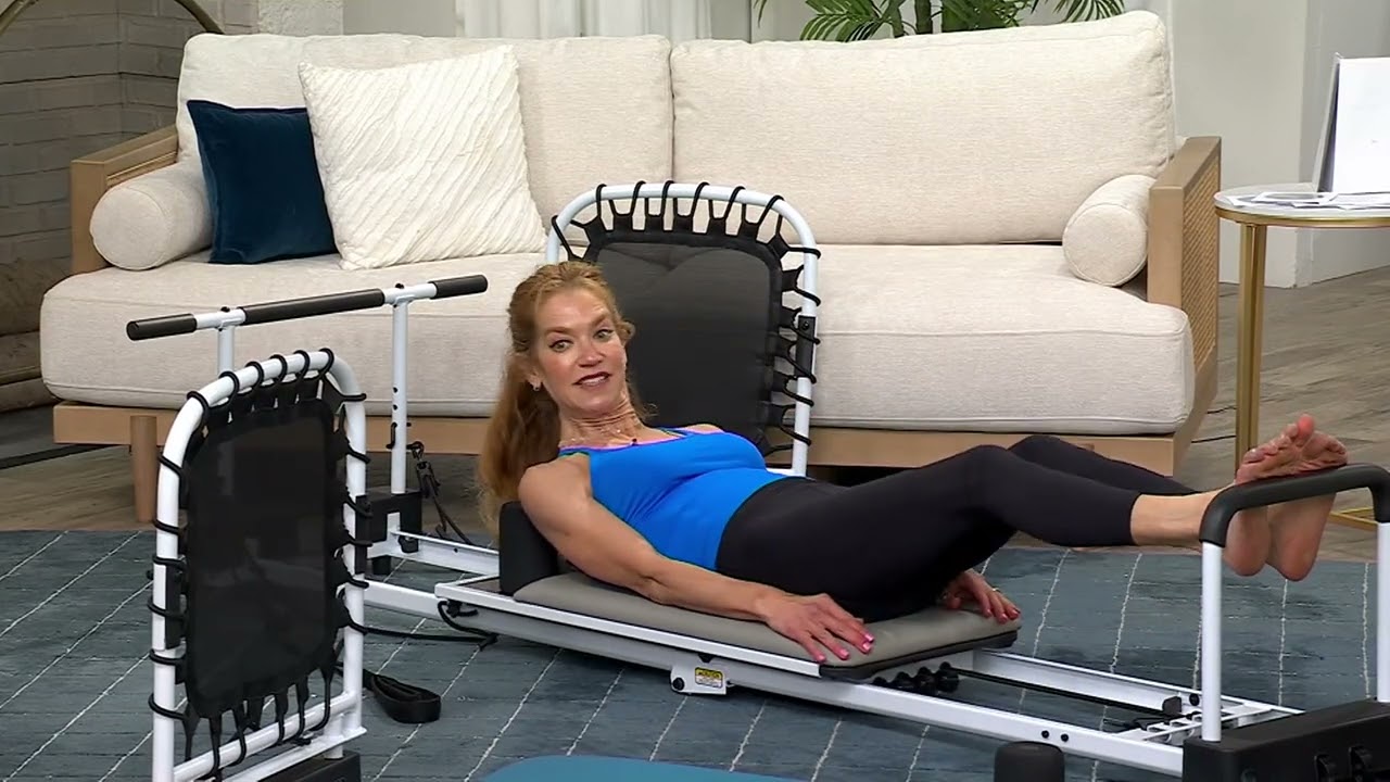 Pilates Home Studio 4-Cord Reformer with DVDs and Wallchart on QVC