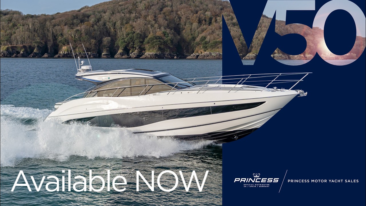 Яхта Princess V50 (версия с палубным салоном) 2026 года выпуска доступна для немедленной доставки.