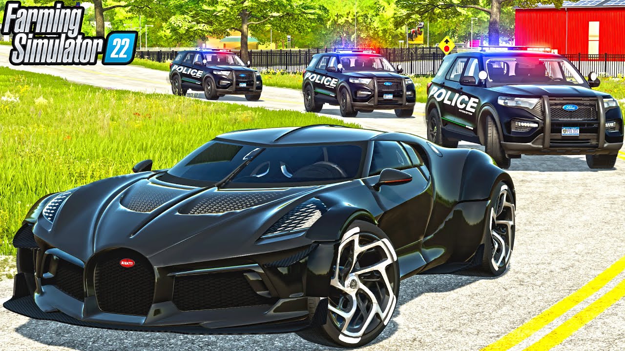 TROLLING COPS WITH BUGATTI (250 MPH) | POLICE CHASE | FARMING SIMULATOR 22