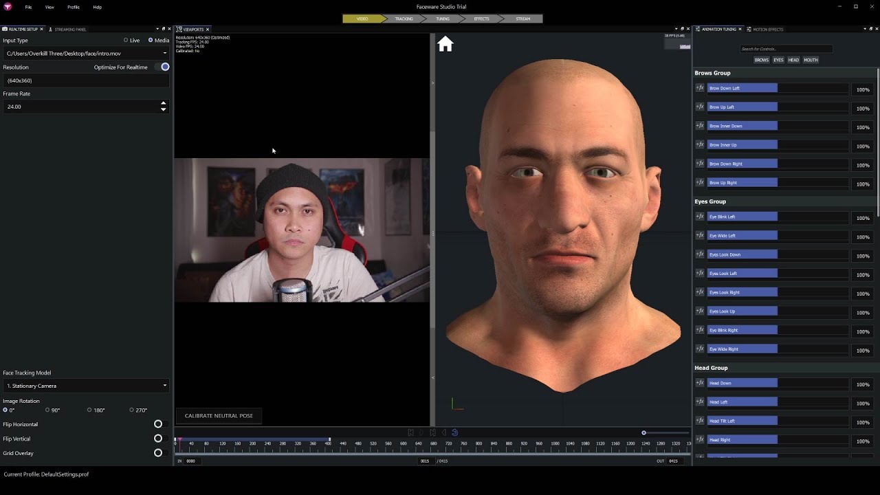 Захват движений лица в Unreal Engine 4 с использованием Faceware