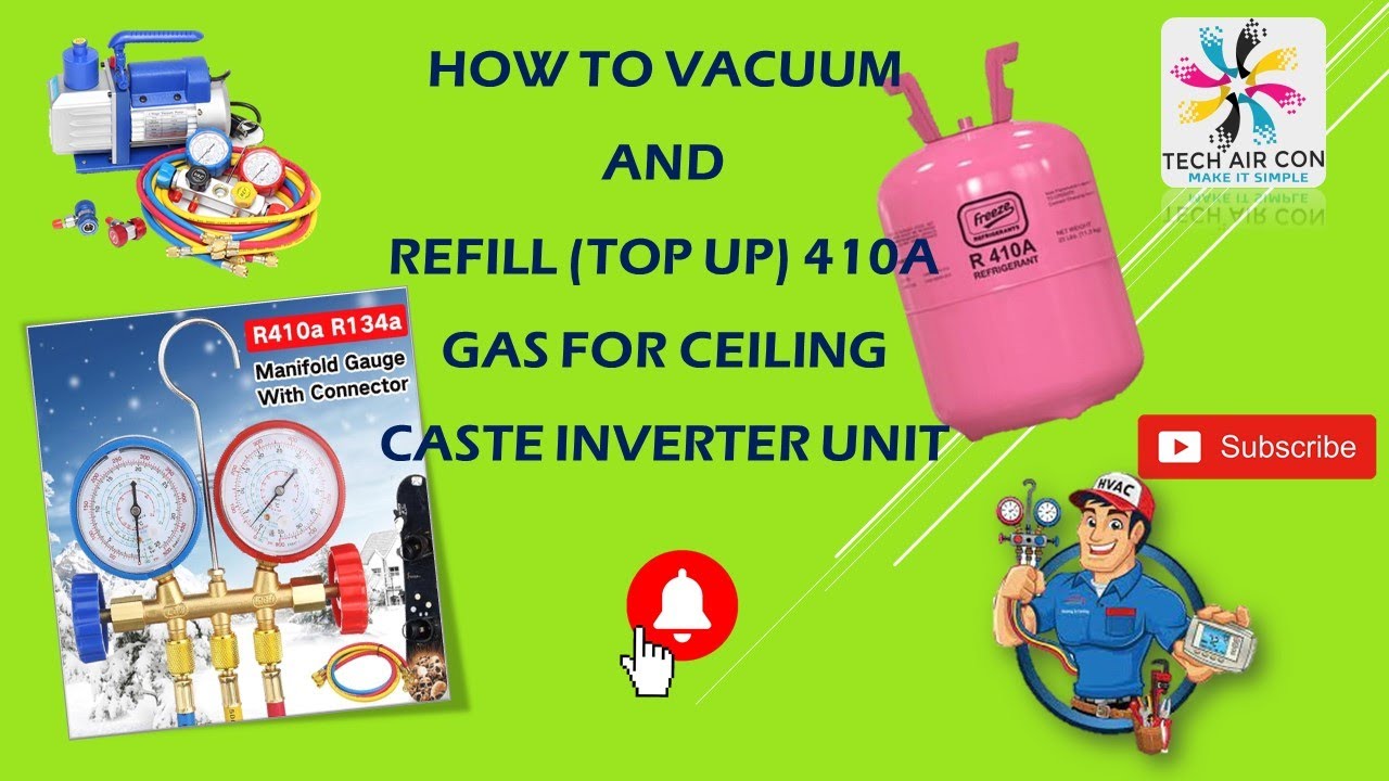 HOW TO VACUUM & REFILL (TOP UP) 410A GAS FOR AIR CON - IN TAMIL (தமிழ்)