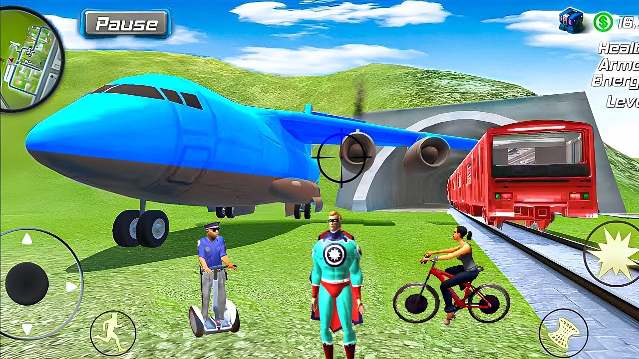 Flying American Hero Gangster City - Boeing Airplane and Train in Open World - Android Gameplay