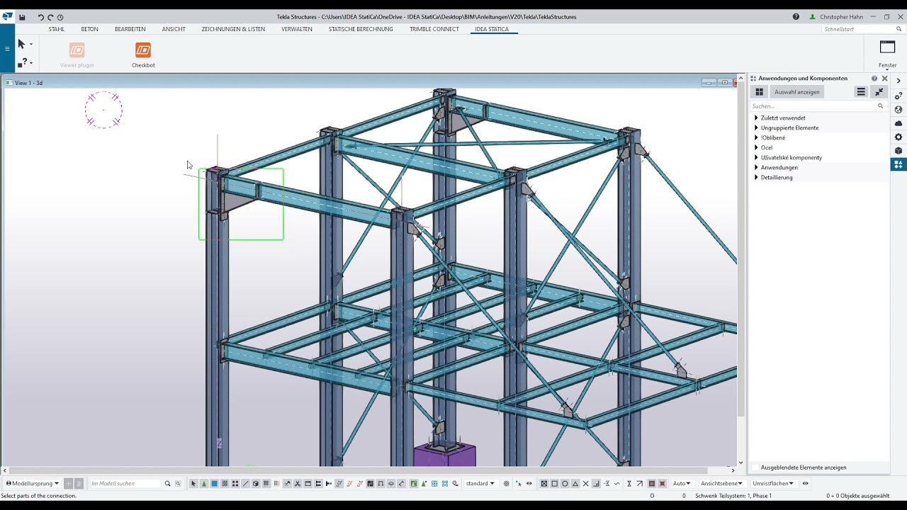 IDEA StatiCa Checkbot: &Uuml;bergabe aus TEKLA Structures